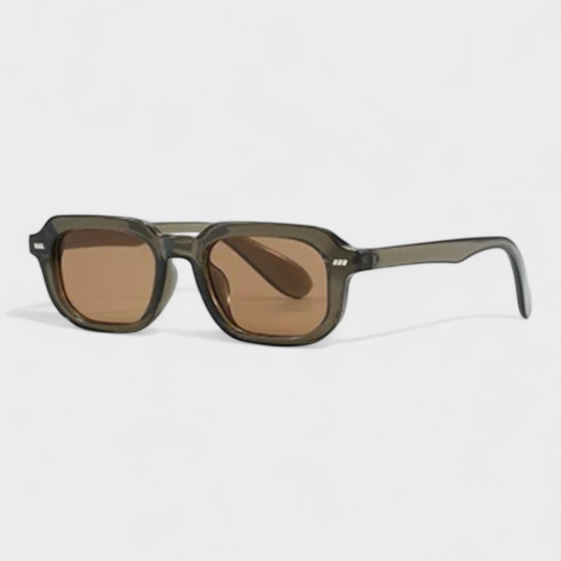 Olive green rectangular sunglasses for men and women with UV protection lenses